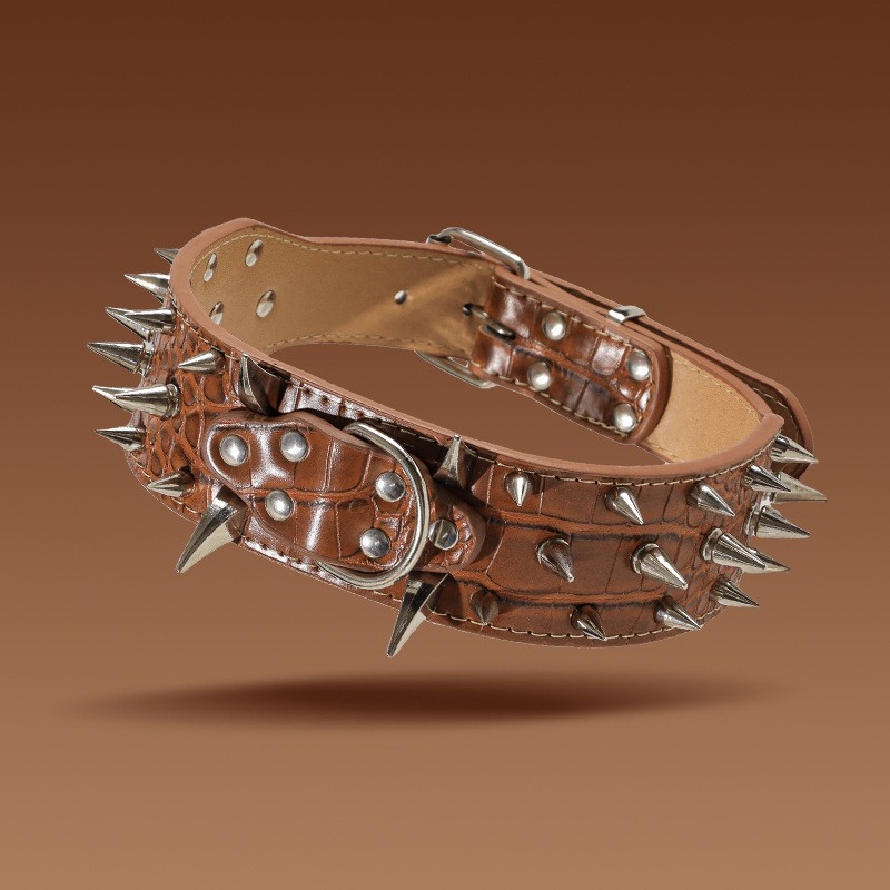 Piiriülene suurte koerte kaelarihm neetidega kaelakaitse krokodillimustriga hundihammastega laiendatud kumer tugev hammustusvastane nael hulgimüügist