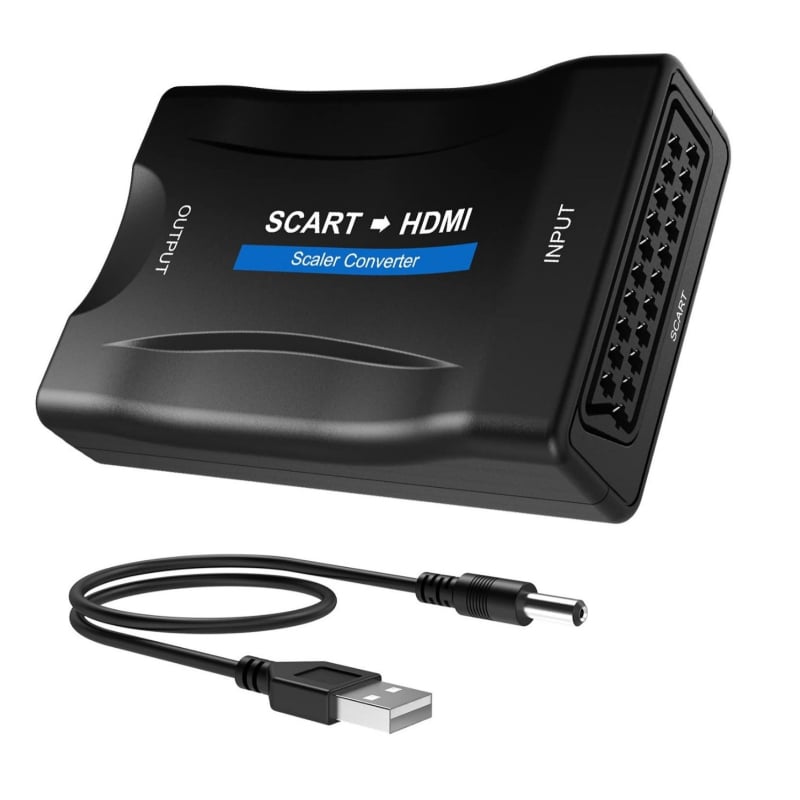 „Scart“ į HDMI keitiklis „Scart“ į HDMI vaizdo keitiklis, skirtas įvairioms jungtims.