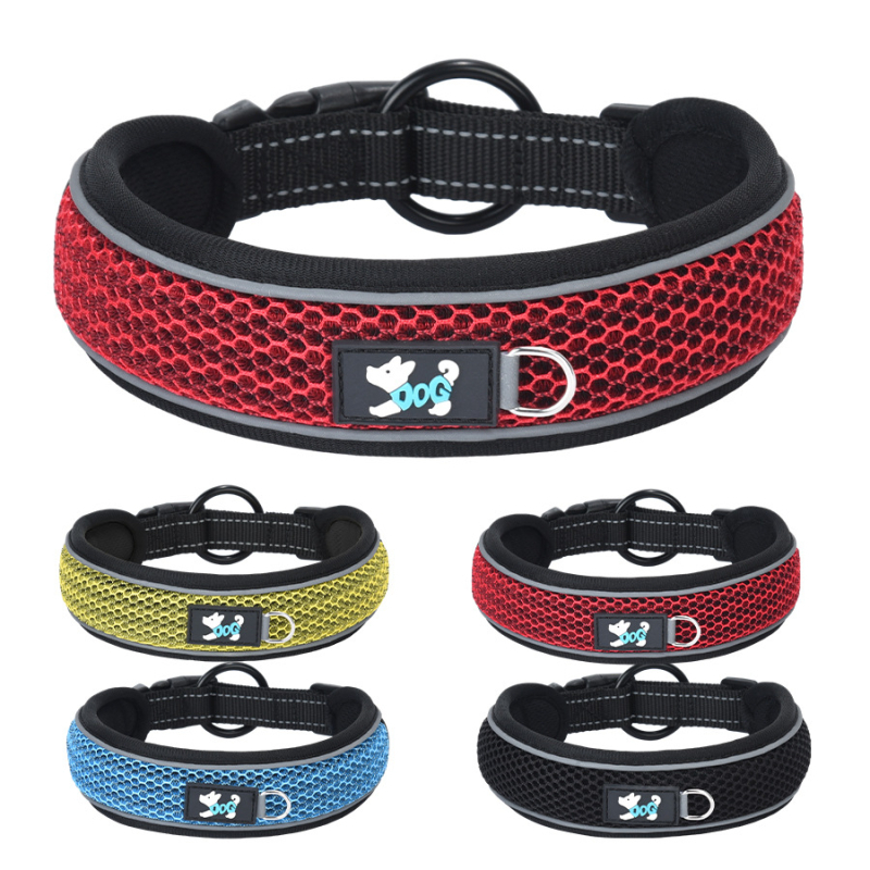Lélegző nejlon fényvisszaverő kisállat nyakörv, búvárruhával bélelt kutyanyakörv, kis és közepes méretű Amazon népszerű kutyanyakörv