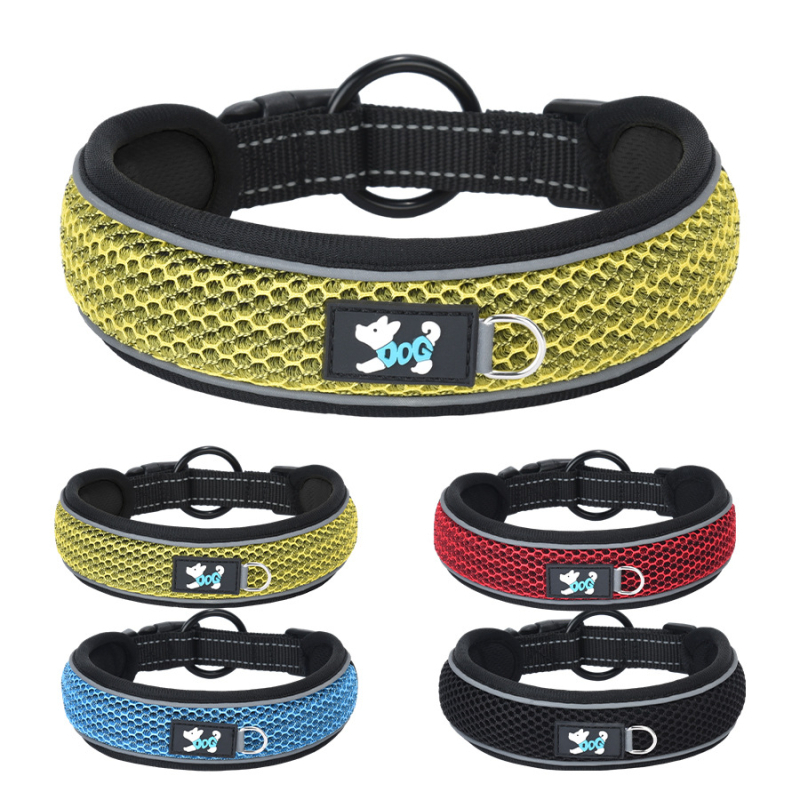 Lélegző nejlon fényvisszaverő kisállat nyakörv, búvárruhával bélelt kutyanyakörv, kis és közepes méretű Amazon népszerű kutyanyakörv
