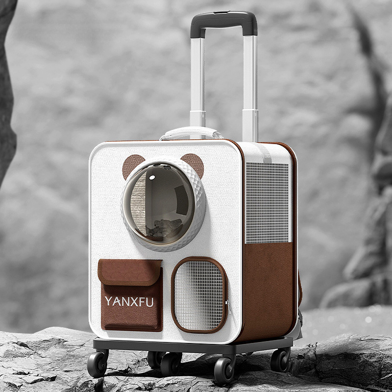 Macskazsák, kapszula alakú táska, hordozható kisállat gurulós tok, több macskás, nagy kapacitású poggyász, macska-kutya hátizsák, hátizsák