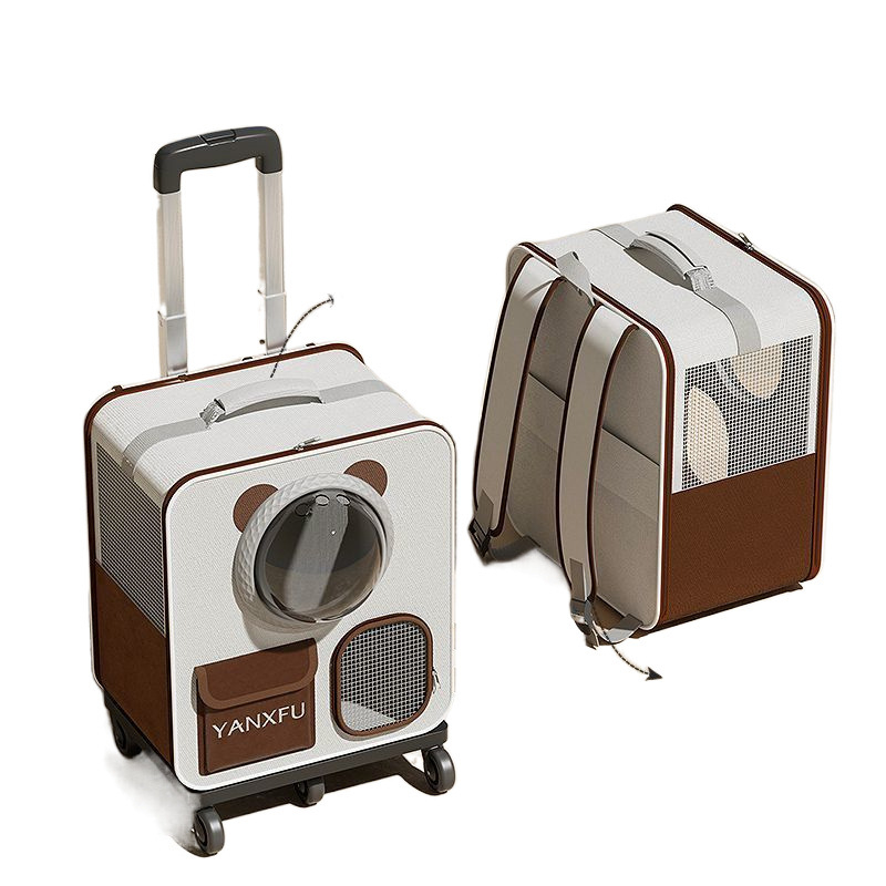 Macskazsák, kapszula alakú táska, hordozható kisállat gurulós tok, több macskás, nagy kapacitású poggyász, macska-kutya hátizsák, hátizsák