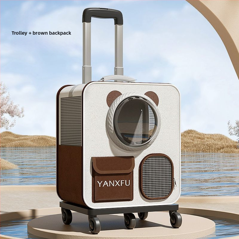 Macskazsák, kapszula alakú táska, hordozható kisállat gurulós tok, több macskás, nagy kapacitású poggyász, macska-kutya hátizsák, hátizsák