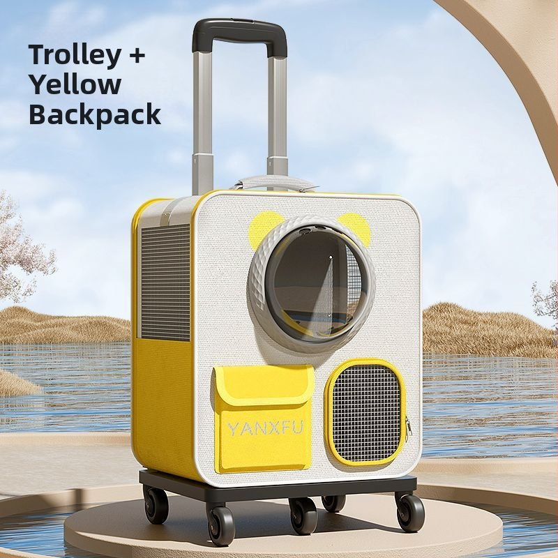 Macskazsák, kapszula alakú táska, hordozható kisállat gurulós tok, több macskás, nagy kapacitású poggyász, macska-kutya hátizsák, hátizsák