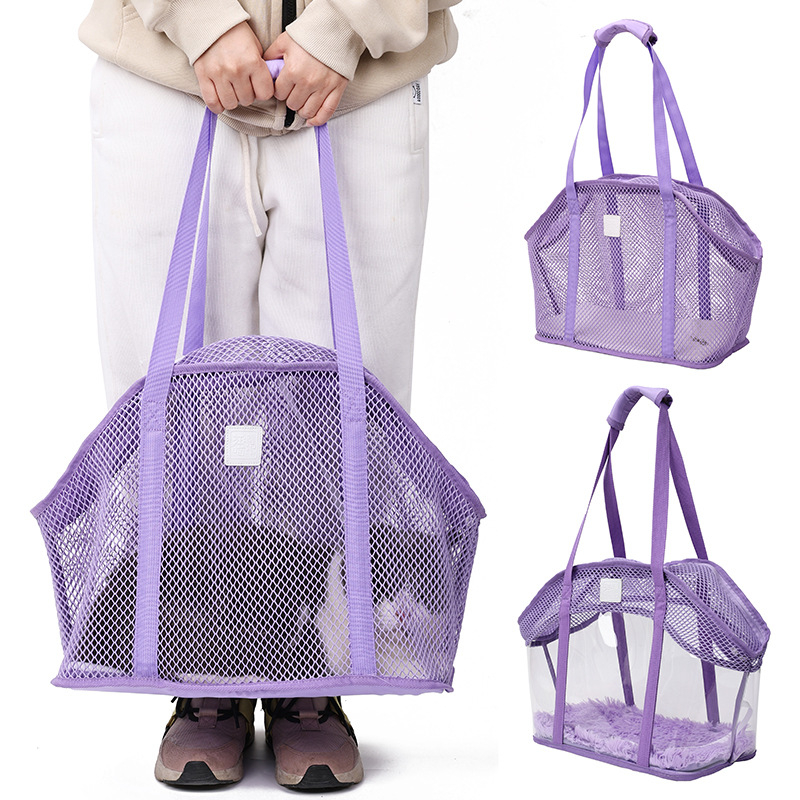 Kisállat válltáska, négyoldalas, lélegző hálós, kényelmes macskatáska, beépített biztonsági kötéllel, menekülő macskatáska