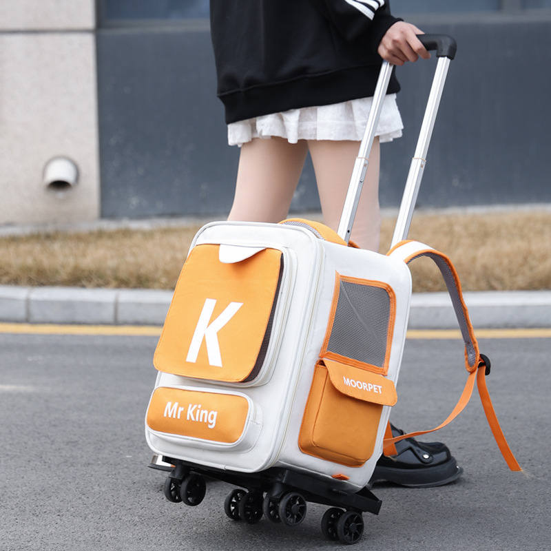 Gyárilag közvetlen macskatáska kimenő kutyáknak hordozható kisállat gurulós tok macska bőröndtáska dupla vállra akasztható kisállat táska