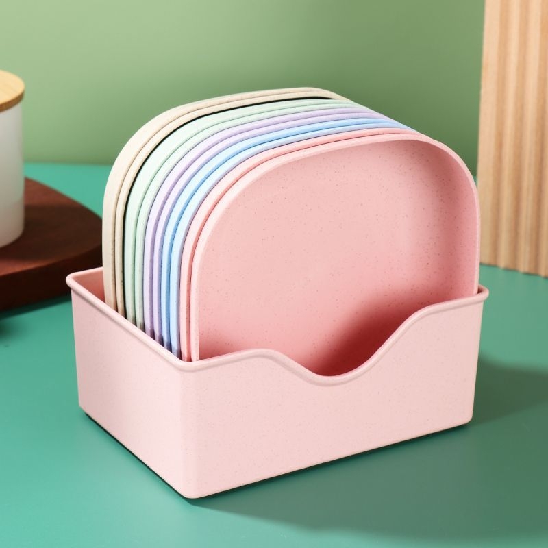 Japoniško stiliaus kaulinio porceliano indas namams, valgomojo stalo vaisių užkandžių lėkštė su pagrindu, kūrybinga maža plastikinė lėkštutė, atliekų padėklas