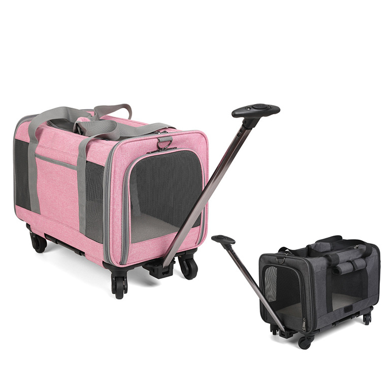 Kisállat-szállító kocsi Nagy kapacitású gurulós tok Macskaketrec két macskának Lélegző hátizsák Kutya-szállító tárgy