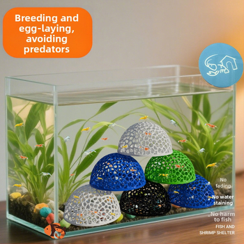 Doba mazu zivju puslodes patversme, melna gliemežvāku garneļu patversme, plastmasas zivju un garneļu kristāla vaislas zivju tvertne, ainavu nojume