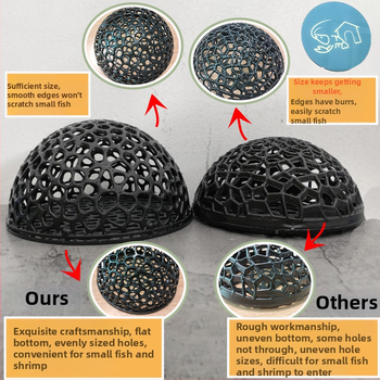 Doba mazu zivju puslodes patversme, melna gliemežvāku garneļu patversme, plastmasas zivju un garneļu kristāla vaislas zivju tvertne, ainavu nojume