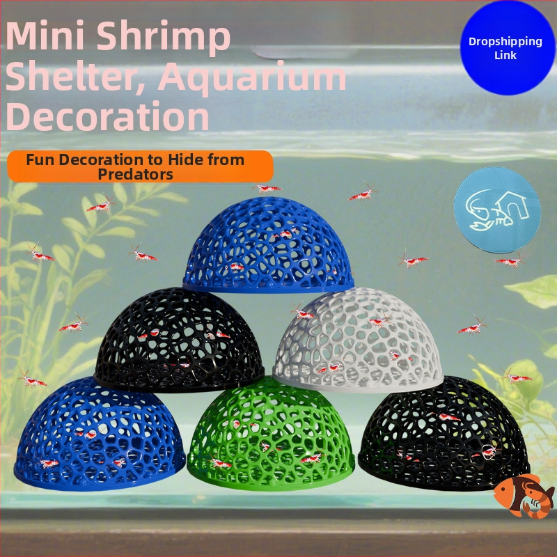 Doba mazu zivju puslodes patversme, melna gliemežvāku garneļu patversme, plastmasas zivju un garneļu kristāla vaislas zivju tvertne, ainavu nojume