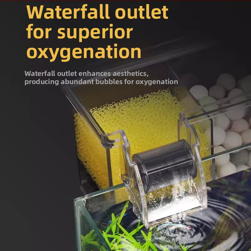 Songbao стенен филтър за аквариум за костенурки, кутия за филтър за аквариум с три в едно, филтър за кислород, стенен монтаж, кутия за струйки на едро