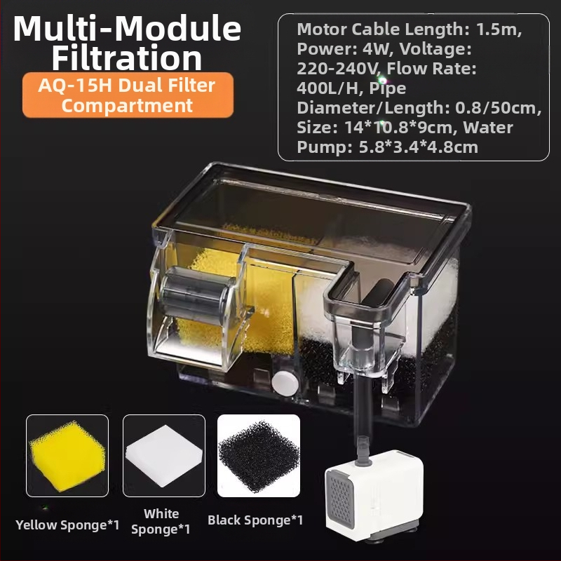 „Songbao“ sieninis žuvų akvariumo filtras, vėžlių akvariumo filtro dėžutė, trijų viename deguonies filtras, sieninis lašėjimo indas, didmeninė prekyba.