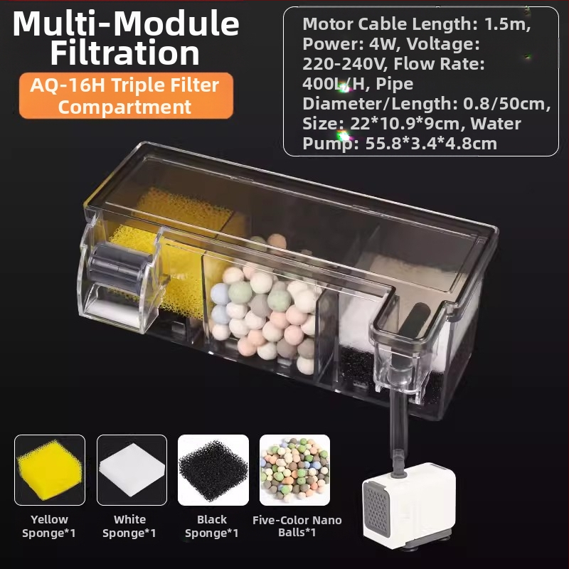 „Songbao“ sieninis žuvų akvariumo filtras, vėžlių akvariumo filtro dėžutė, trijų viename deguonies filtras, sieninis lašėjimo indas, didmeninė prekyba.