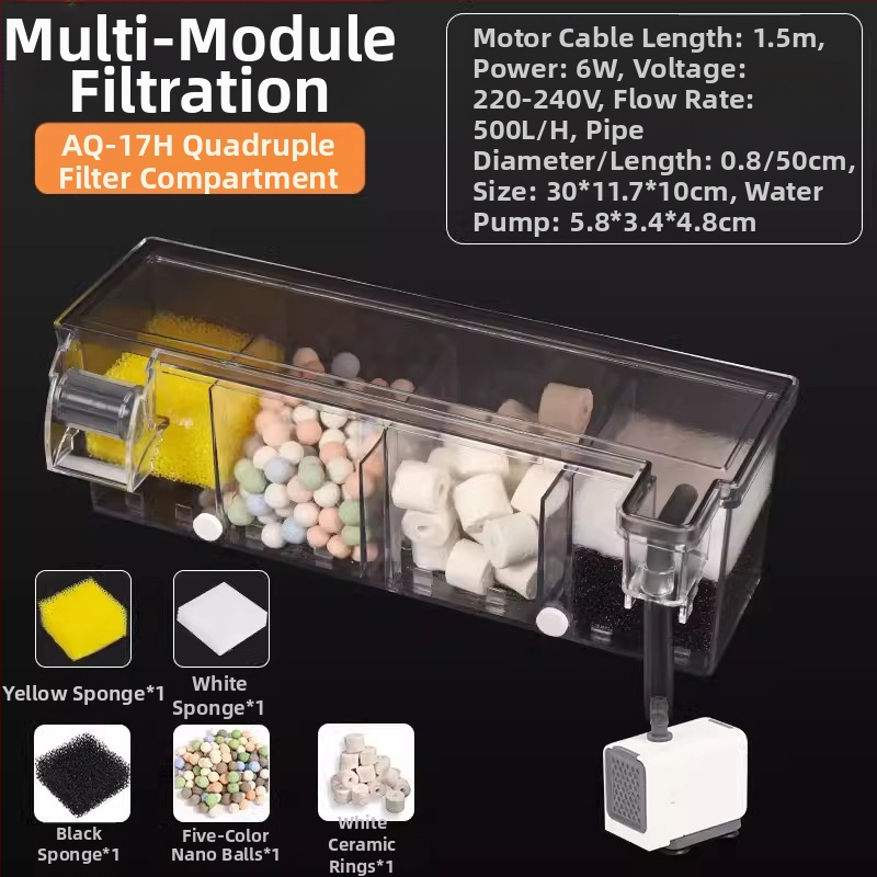 „Songbao“ sieninis žuvų akvariumo filtras, vėžlių akvariumo filtro dėžutė, trijų viename deguonies filtras, sieninis lašėjimo indas, didmeninė prekyba.