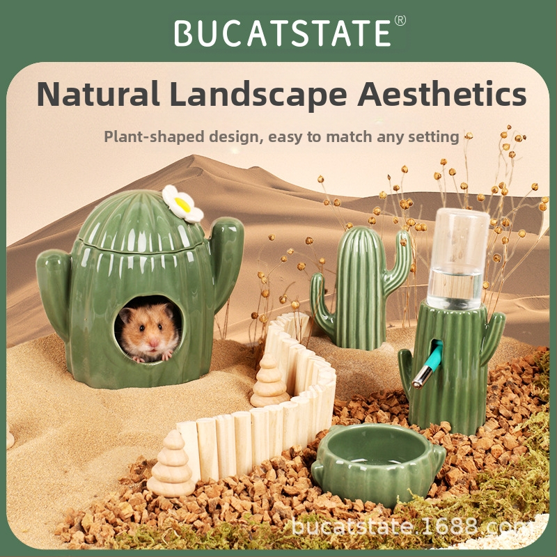 Buka Star kaktusehamstri pesa keraamiline kauss, pott, veepudel, veekeetjahoidja, Golden Bear Shelter, maastikutarbed