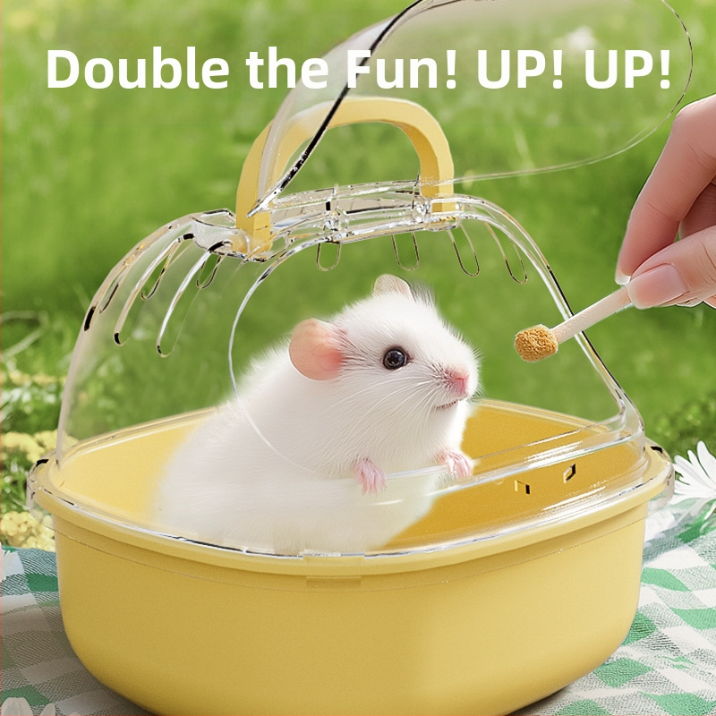 Hordozható hörcsögketrec, nagyméretű, aranymedve, Polly medve, egér külső ketrec, utazótáska, átlátszó, kimenő