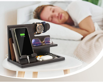 Fából készült mobiltelefon-bővítő kulcstartó pénztárca tartó óratároló táska férfiaknak ajándék születésnapi emléktárgy szerszámtároló