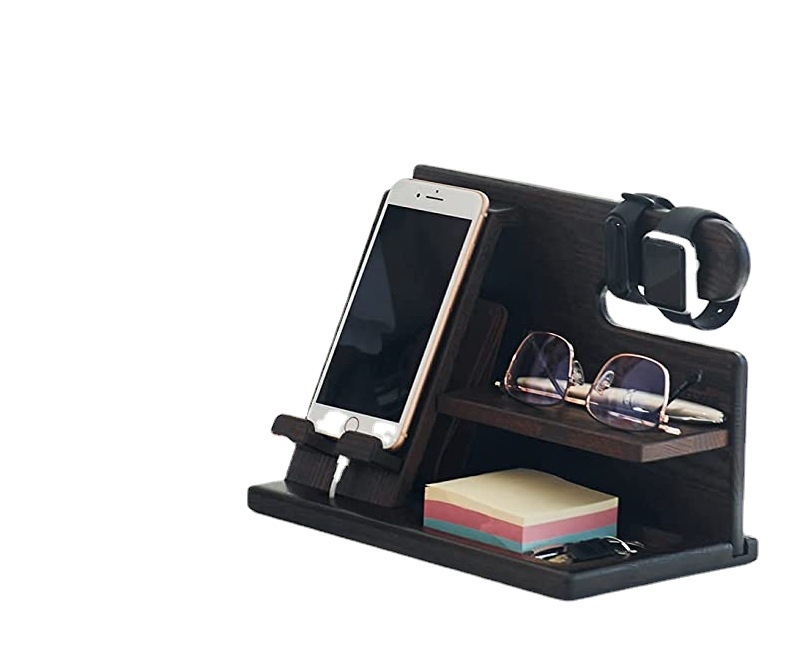 Fából készült mobiltelefon-bővítő kulcstartó pénztárca tartó óratároló táska férfiaknak ajándék születésnapi emléktárgy szerszámtároló