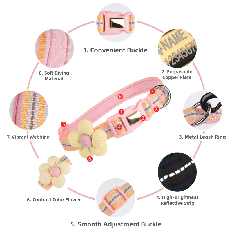 Нов нашийник за котки против откъсване, светлоотразителен нашийник против изгубване на котка, регулируем среден нашийник за домашни любимци