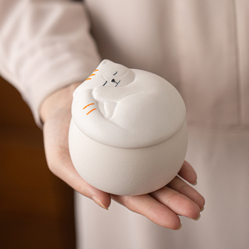 Δημιουργικό χαριτωμένο τσάι για κατοικίδια, γάτα, διασκέδαση, κεραμικό, αποθήκη τσαγιού, ανθεκτικό στην υγρασία, κεραμικό, μικρό σφραγισμένο δοχείο αποθήκευσης, μίνι δοχείο τσαγιού