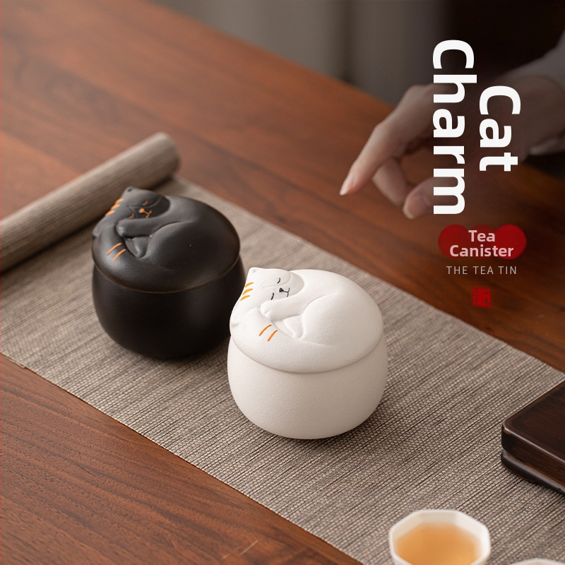 Loominguline armas lemmikloomade teekann, kassilõbus kivinõude teeladu, niiskuskindel keraamiline väike suletud hoiukann, mini teekann