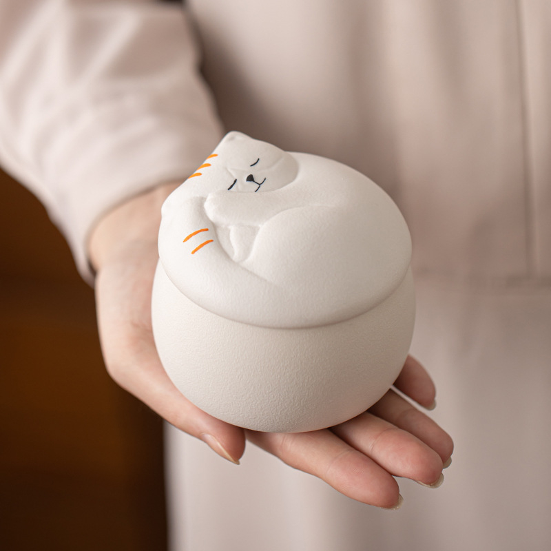 Loominguline armas lemmikloomade teekann, kassilõbus kivinõude teeladu, niiskuskindel keraamiline väike suletud hoiukann, mini teekann