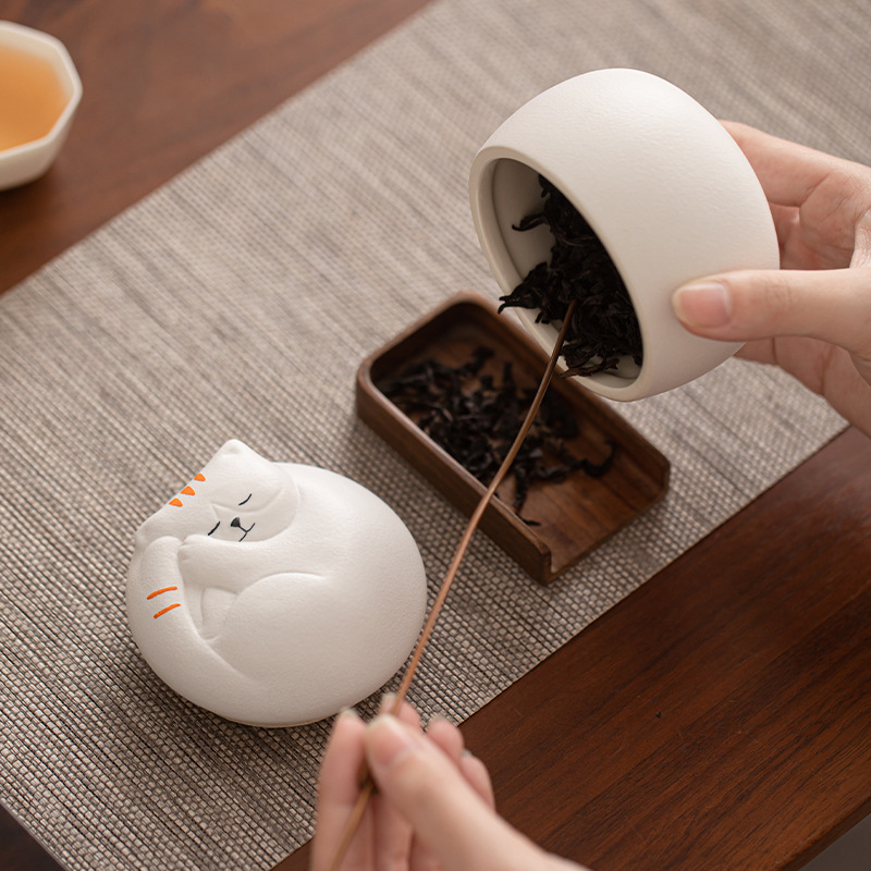 Loominguline armas lemmikloomade teekann, kassilõbus kivinõude teeladu, niiskuskindel keraamiline väike suletud hoiukann, mini teekann