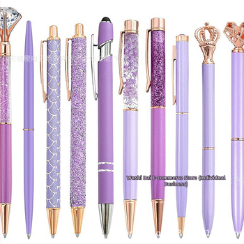 Σετ 10 στυλό με στρας και μπριγιάν, αστείο στυλό, ροζ χρυσό, μωβ, πράσινο, στρογγυλές χάντρες για κορίτσια