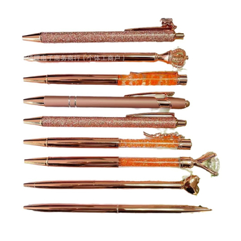 Σετ 10 στυλό με στρας και μπριγιάν, αστείο στυλό, ροζ χρυσό, μωβ, πράσινο, στρογγυλές χάντρες για κορίτσια