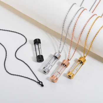 Διασυνοριακό, καυτό σε πωλήσεις από ανοξείδωτο ατσάλι σε σχήμα κλεψύδρας, ανοιγόμενο μπουκάλι αρώματος, κολιέ με στάχτες κλεψύδρας, αναμνηστικό κολιέ μενταγιόν