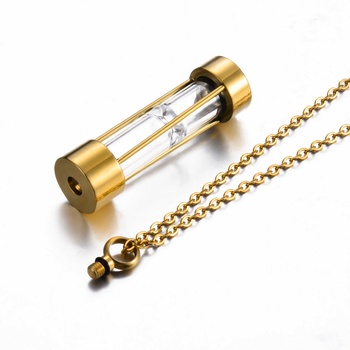 Διασυνοριακό, καυτό σε πωλήσεις από ανοξείδωτο ατσάλι σε σχήμα κλεψύδρας, ανοιγόμενο μπουκάλι αρώματος, κολιέ με στάχτες κλεψύδρας, αναμνηστικό κολιέ μενταγιόν