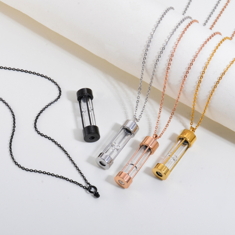 Piiriülene kuummüük roostevabast terasest liivakellakujuline avatav parfüümipudel liivakella tuha mälestusripats kaelakee