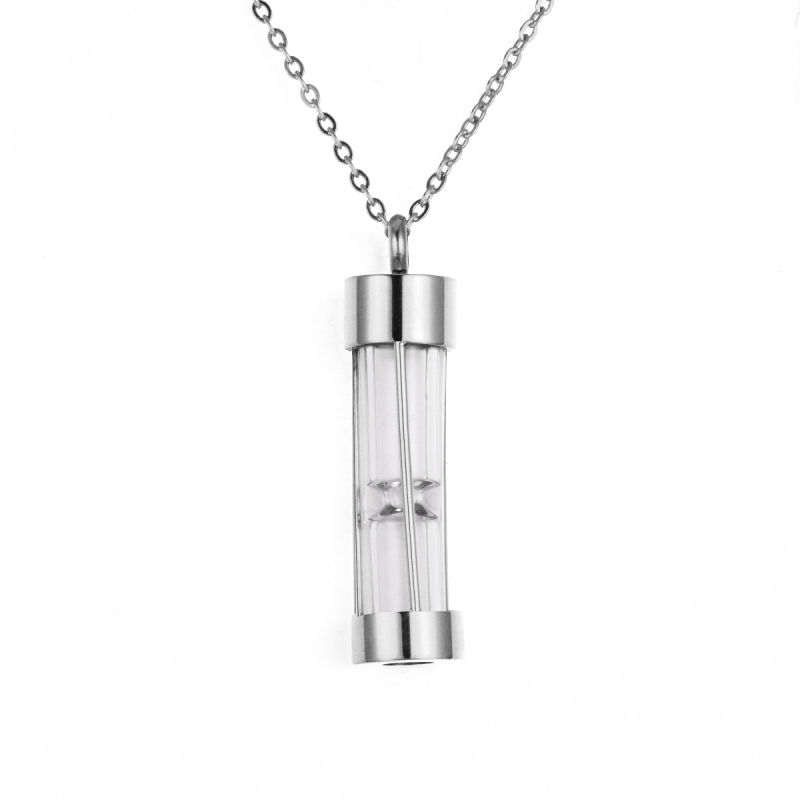 Piiriülene kuummüük roostevabast terasest liivakellakujuline avatav parfüümipudel liivakella tuha mälestusripats kaelakee