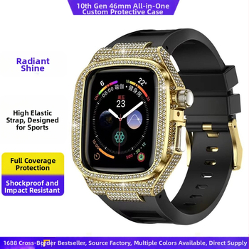 Apple Watch 10. generációs fémtok, szilikon Richard integrált módosított védőtok, all-inclusive sportcsuklópánt