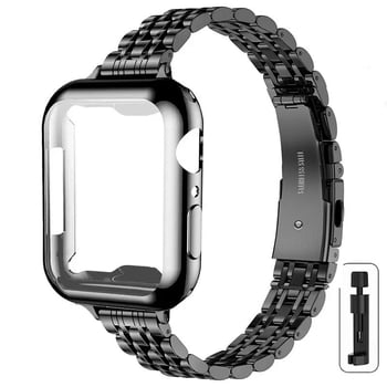 Подходящ за Apple Iwatch11, седем мъниста от неръждаема стомана, плътна катарама тип пеперуда, тънка метална каишка за смарт часовник, едро