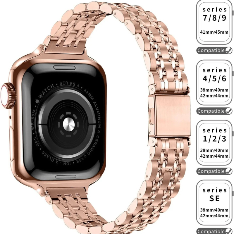 Apple iwatch11 hétgyöngyös rozsdamentes acél tömör pillangós csattal vékony fém okosóra szíj tok nagykereskedelemhez