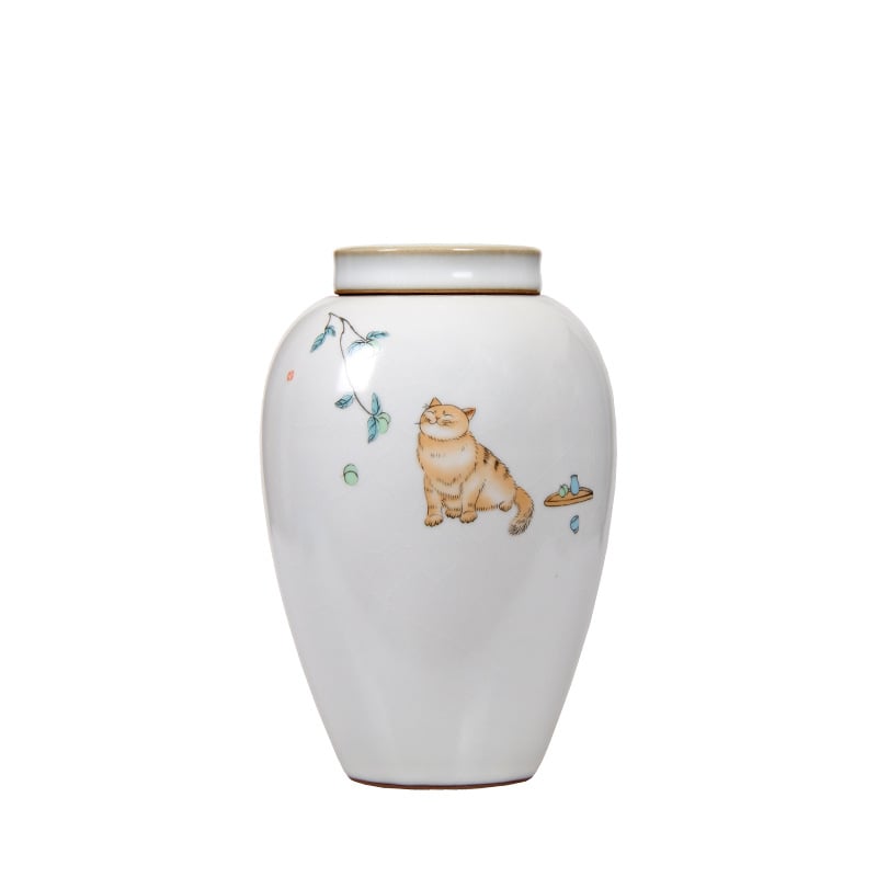 Чайник Guanyao Lucky Cat High Pot Керамичен железен чайник Ruyao Голям чайник Запечатан чайник за съхранение Опаковка за чай