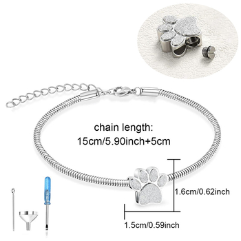Βραχιόλι Amazon Dog Paw Ash για να τιμήσετε τα αγαπημένα σας πρόσωπα και τα κατοικίδια, δημιουργικό, ανοιχτό βραχιόλι τεφροδόχου, μπουκάλι αρώματος, αιθέριο έλαιο