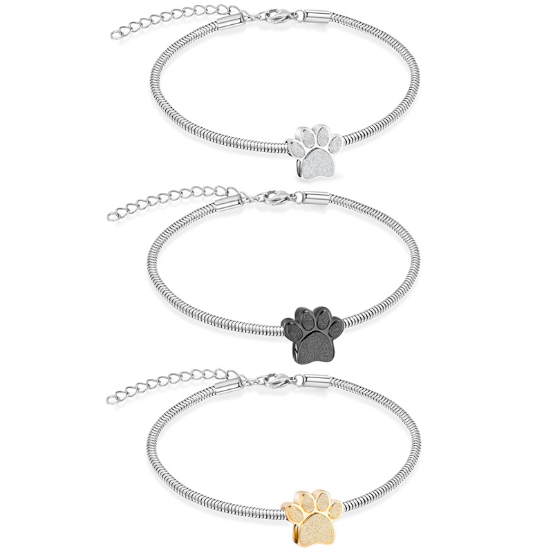 Brățară Amazon Dog Paw Ash pentru a comemora cei dragi și animalele de companie, brățară creativă cu urnă deschisă, sticlă de parfum cu ulei esențial