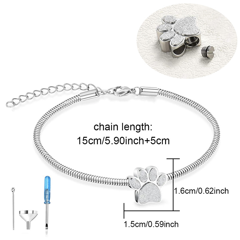 Amazoni koerakäpa tuhakäevõru lähedaste ja lemmikloomade mälestamiseks, loominguline avatav urnikäevõru, parfüümi eeterliku õli pudel