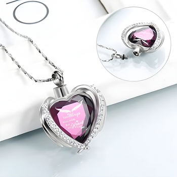 Nyitható szív alakú, kisállat urnás rozsdamentes acél nyaklánc ékszer, határokon átnyúló emlékmű családi hamu születéskő nyaklánc