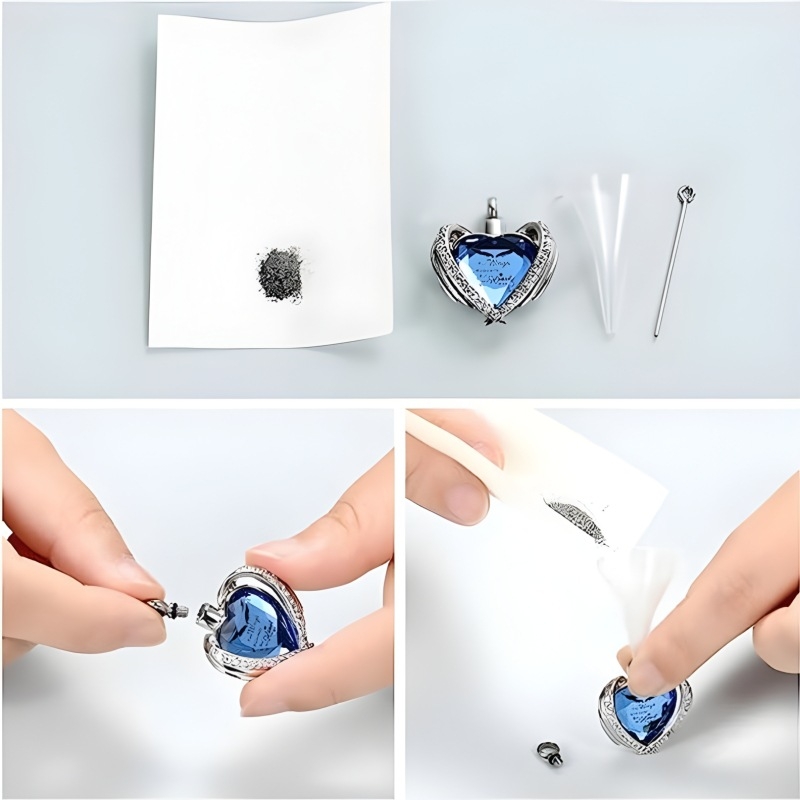 Nyitható szív alakú, kisállat urnás rozsdamentes acél nyaklánc ékszer, határokon átnyúló emlékmű családi hamu születéskő nyaklánc