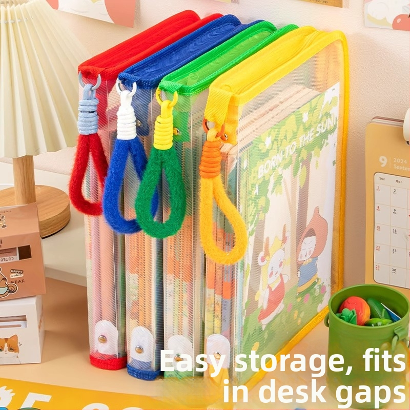 Чанта за документи с допамин, A4 с цип, прозрачна чанта за носене на учебници, плюшена преносима чанта за съхранение