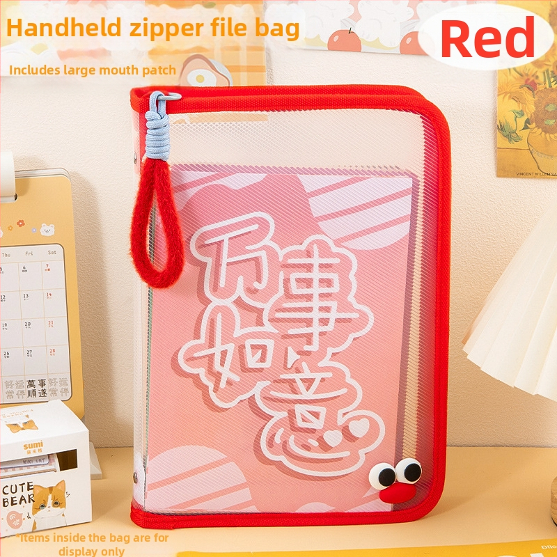 Dopamiini failikott A4 lukuga läbipaistev õpilasraamatute kandekott plush kaasaskantav hoiukott