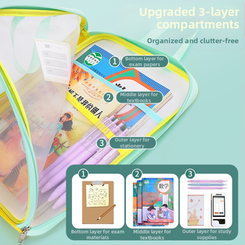 Tang Qianyi A4 formaadis L-kujuline läbipaistev dokumendikott, suure avaga, kaasaskantav õpilasraamatu ja aine klassifitseerimise kott