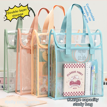 Läbipaistev Ins stiilis juhendamiskott, õpilase kott, klõpsatav failikott, eksamiks mõeldud spetsiaalne veekindel suure mahutavusega PVC testpaberkott