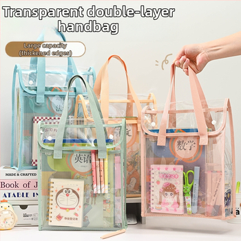 Läbipaistev Ins stiilis juhendamiskott, õpilase kott, klõpsatav failikott, eksamiks mõeldud spetsiaalne veekindel suure mahutavusega PVC testpaberkott