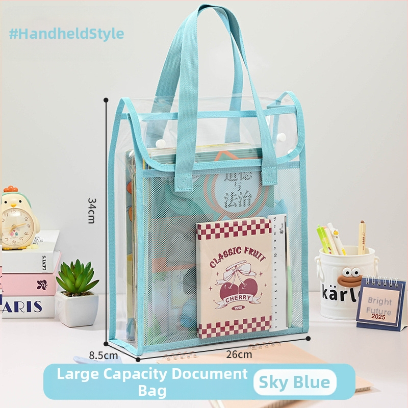 Läbipaistev Ins stiilis juhendamiskott, õpilase kott, klõpsatav failikott, eksamiks mõeldud spetsiaalne veekindel suure mahutavusega PVC testpaberkott