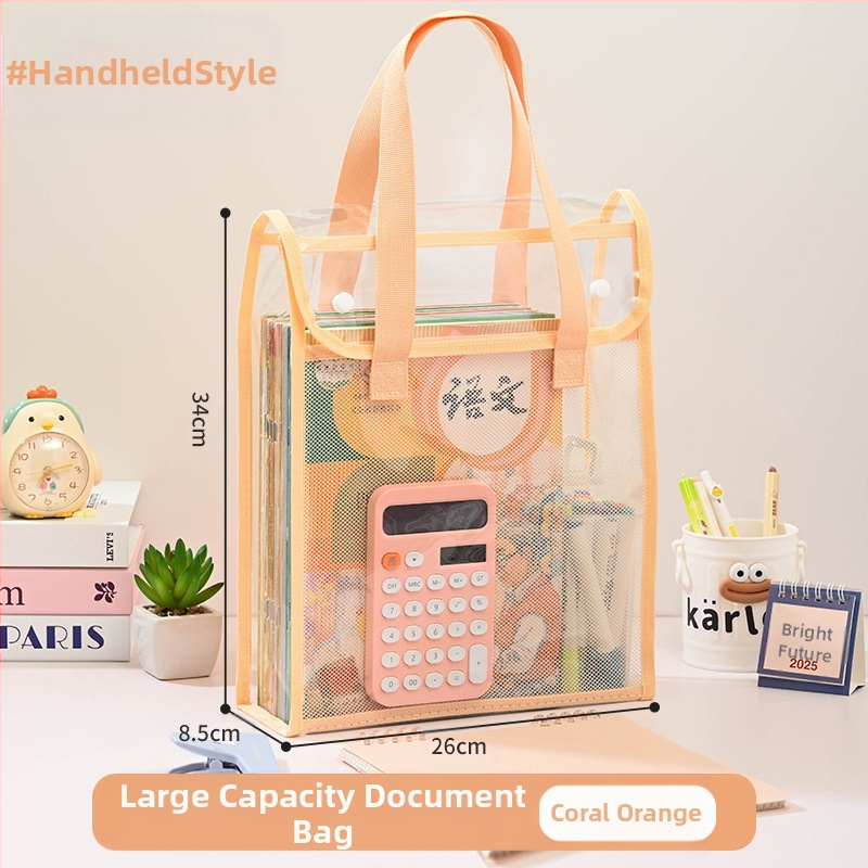 Läbipaistev Ins stiilis juhendamiskott, õpilase kott, klõpsatav failikott, eksamiks mõeldud spetsiaalne veekindel suure mahutavusega PVC testpaberkott